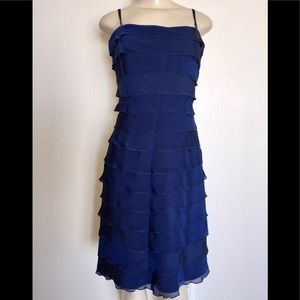 Tadashi layered ruffled Royal blue cocktail Dress